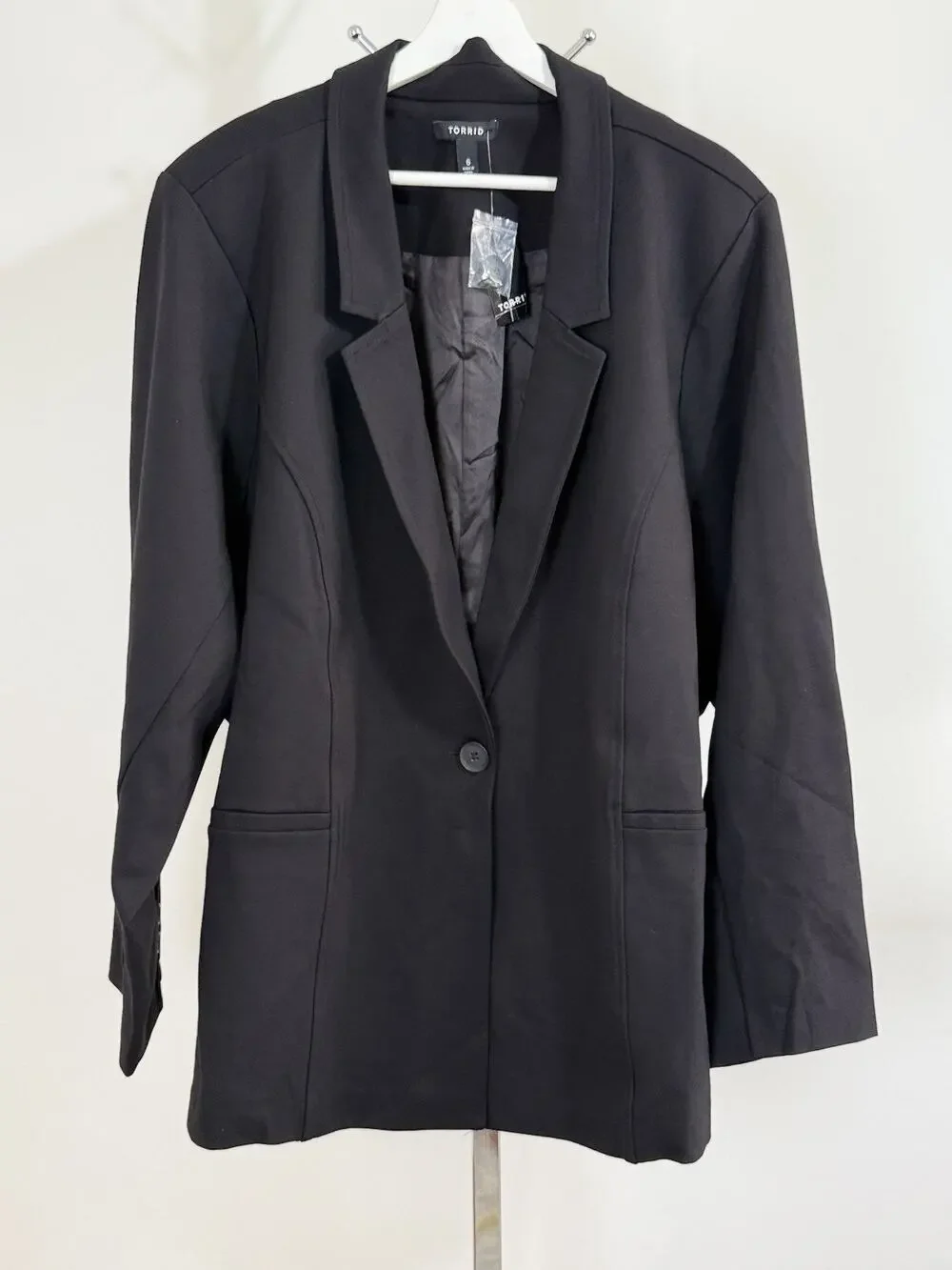 Torrid Womens Black Blazer Jacket Single Button Plus Size 6X Workwear Office NWT